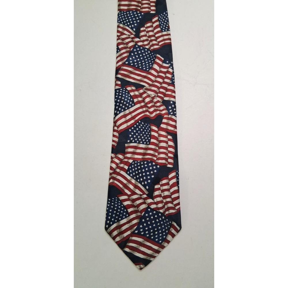 USA American Flag Men's Necktie All Over Graphic Polyester Red White Blue Nice!